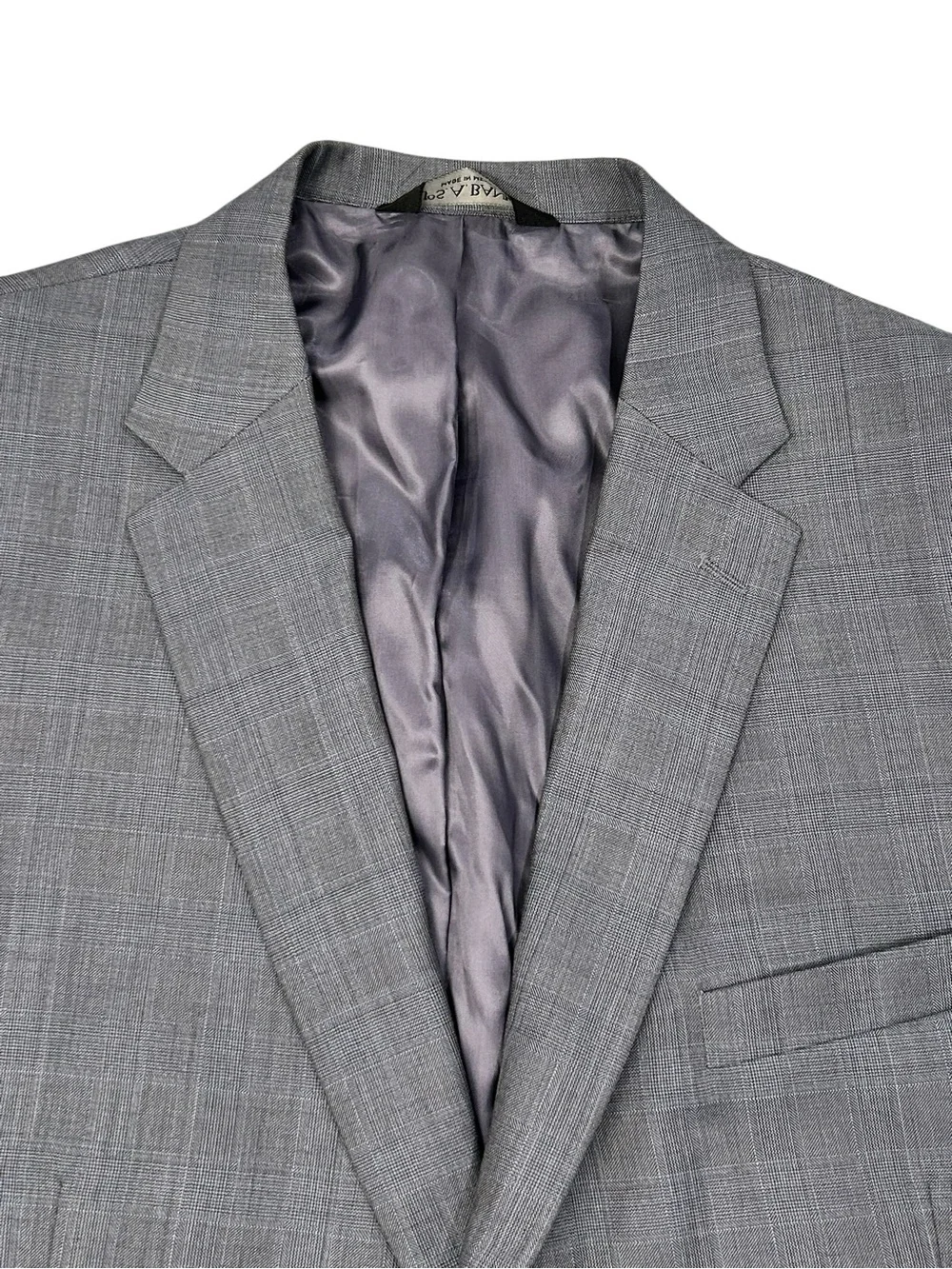 Jos. A. Bank Signature Collection Men's Gray Plaid Two-Piece Suit 48R Wool Silk